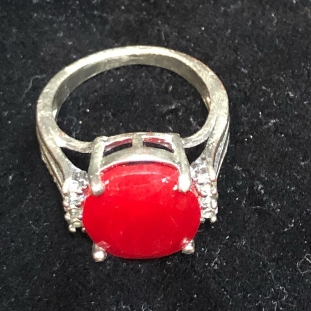 Red Ruby & Sterling Silver Ring size 7 - Picture 4 of 5